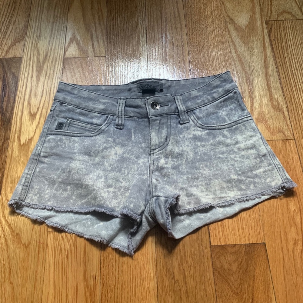 Gray Acid Wash Denim Shorts